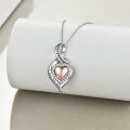 wholesale 925 Sterling Silver Pink Crystal Heart Urn Pendant Memorial Keepsake Necklace-0-3