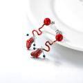 wholesale 925 Sterling Silver Red Knitting Needle Stocking Austrian Crystal Christmas Earring Drops-0-2