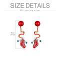 wholesale 925 Sterling Silver Red Knitting Needle Stocking Austrian Crystal Christmas Earring Drops-0-3