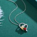 wholesale 925 Sterling Silver Sunflower & Ladybug Heart-Shaped Pendant Necklace - Christmas Gift for Her-0-1