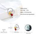 wholesale 925 Sterling Silver Sunflower & Ladybug Heart-Shaped Pendant Necklace - Christmas Gift for Her-0-6