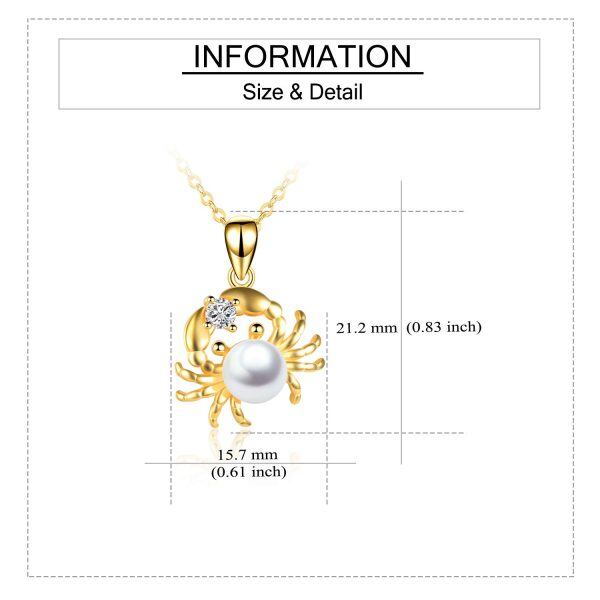 Sterling Silver Gold Plated Zircon Crab Pendant Necklaces-2