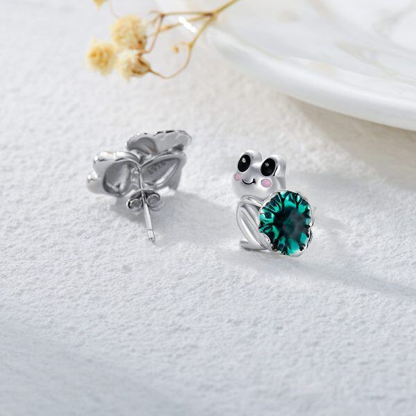 Sterling Silver Silver Plated Frog Stud Earring -2