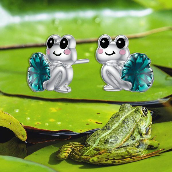 Sterling Silver Silver Plated Frog Stud Earring -4