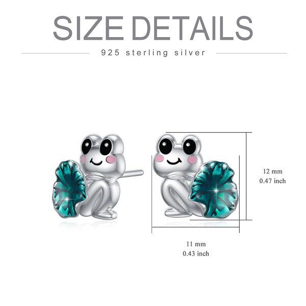 Sterling Silver Silver Plated Frog Stud Earring -5