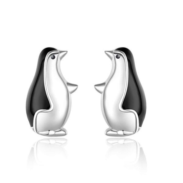 Sterling Silver Silver Plated Penguin Stud Earrings-0