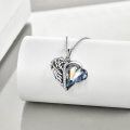 wholesale 925 Sterling Silver Heart Angel Wing Blue Crystal Keepsake Pendant Necklace for Women's Memorial Jewelry with Funnel and Spatula Set-0-1