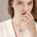 wholesale 925 Sterling Silver Heart Angel Wing Blue Crystal Keepsake Pendant Necklace for Women's Memorial Jewelry with Funnel and Spatula Set-0-3