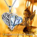 wholesale 925 Sterling Silver Heart Angel Wing Blue Crystal Keepsake Pendant Necklace for Women's Memorial Jewelry with Funnel and Spatula Set-0-4