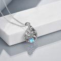 wholesale 925 Sterling Silver Blue Moonstone Celtic Knot Infinity Cat Pendant Necklace for Women and Girls-0-1