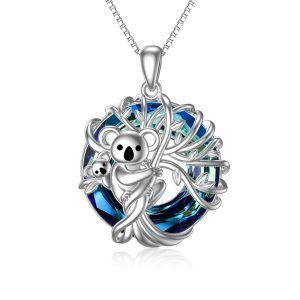 Sterling Silver Crystal Rhodium Plated Koala Necklace-0