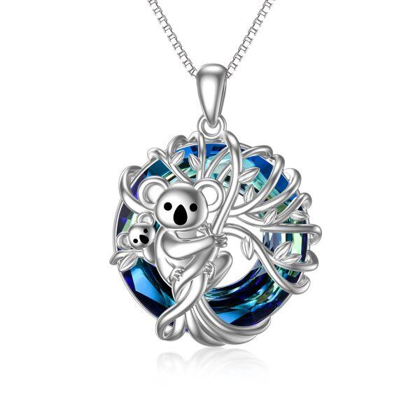 Sterling Silver Crystal Rhodium Plated Koala Necklace-0