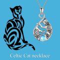 wholesale 925 Sterling Silver Blue Moonstone Celtic Knot Infinity Cat Pendant Necklace for Women and Girls-0-4