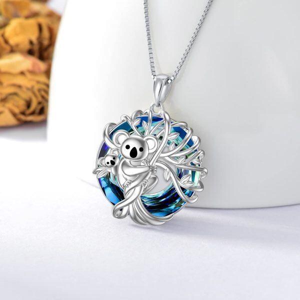 Sterling Silver Crystal Rhodium Plated Koala Necklace-1