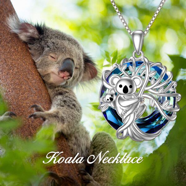 Sterling Silver Crystal Rhodium Plated Koala Necklace-3