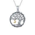 wholesale 925 Sterling Silver Oxidized Tree of Life Moon Charm Family Heritage Necklace-0-0