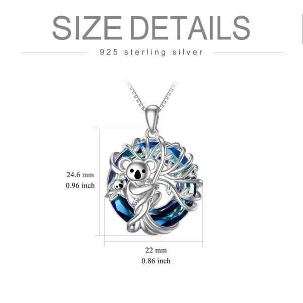 Sterling Silver Crystal Rhodium Plated Koala Necklace-4