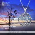 wholesale 925 Sterling Silver Oxidized Tree of Life Moon Charm Family Heritage Necklace-0-1