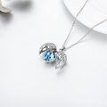 wholesale 925 Sterling Silver Heart-Shaped Blue Crystal Guardian Angel Wings Pendant Necklace Jewelry for Women and Girls-0-4