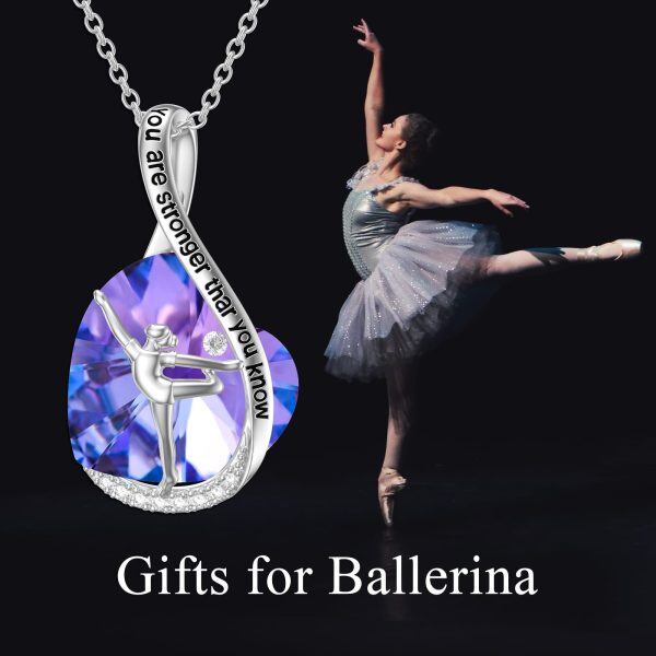 Sterling Silver Crystal Rhodium Plated Ballerina Heart Necklace-1