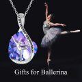 wholesale 925 Sterling Silver Purple Sapphire Ballerina Pendant Necklace with Heart Crystal - Mothers Day Gifts for Her-0-1