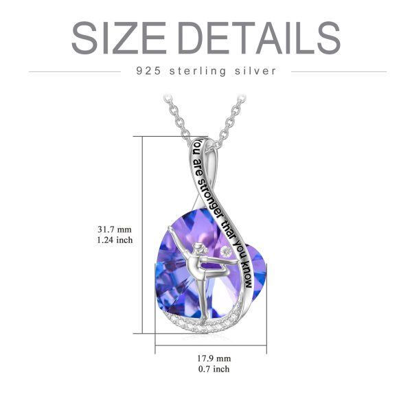 Sterling Silver Crystal Rhodium Plated Ballerina Heart Necklace-2