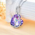 wholesale 925 Sterling Silver Purple Sapphire Ballerina Pendant Necklace with Heart Crystal - Mothers Day Gifts for Her-0-3