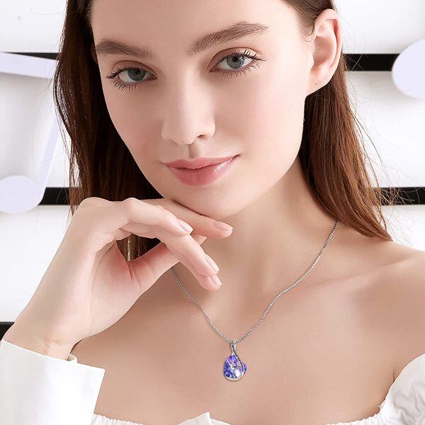 Sterling Silver Crystal Rhodium Plated Ballerina Heart Necklace-5