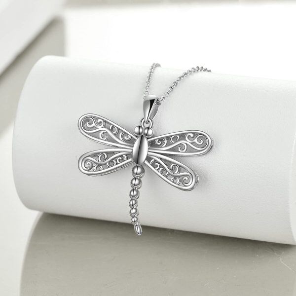 Sterling Silver Silver Plated Dragonfly Cremation Pendent Necklace-1