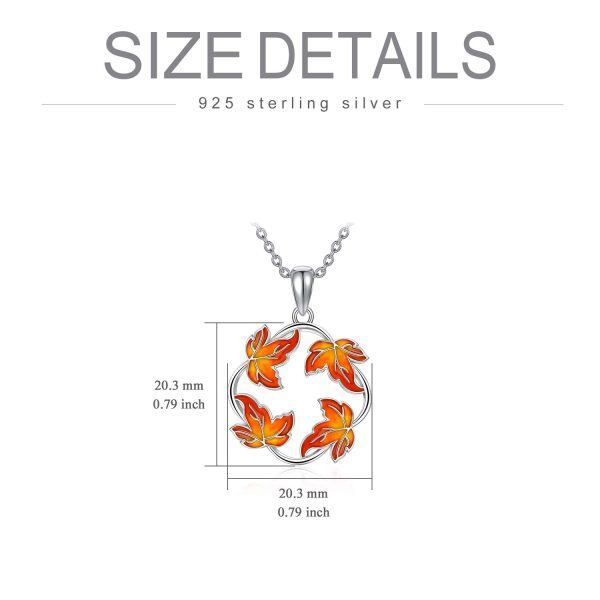 Sterling Silver Silver Plated Maple Fall Leaf Pendant Necklace -2