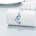 wholesale 925 Sterling Silver Blue Crystal Dolphin Pendant Necklace s for Women-0-1