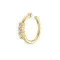wholesale Gold 14K Gold Cubic Zirconia Nose Ring 3 Stone Hinged Hoop 9mm 20G Fine -0-0