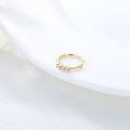 wholesale Gold 14K Gold Cubic Zirconia Nose Ring 3 Stone Hinged Hoop 9mm 20G Fine -0-2