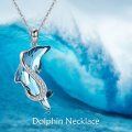 wholesale 925 Sterling Silver Blue Crystal Dolphin Pendant Necklace s for Women-0-4