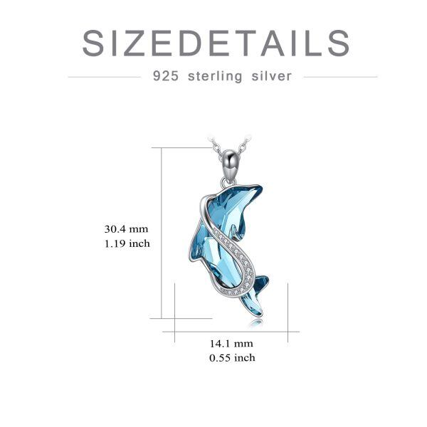 Sterling Silver Crystal Rhodium Plated Dolphin Pendant Necklace-5