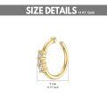 wholesale Gold 14K Gold Cubic Zirconia Nose Ring 3 Stone Hinged Hoop 9mm 20G Fine -0-4