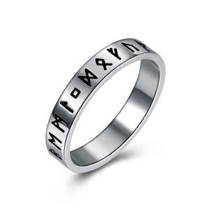 Sterling Sliver Silver Plated Viking Runes Ring -0