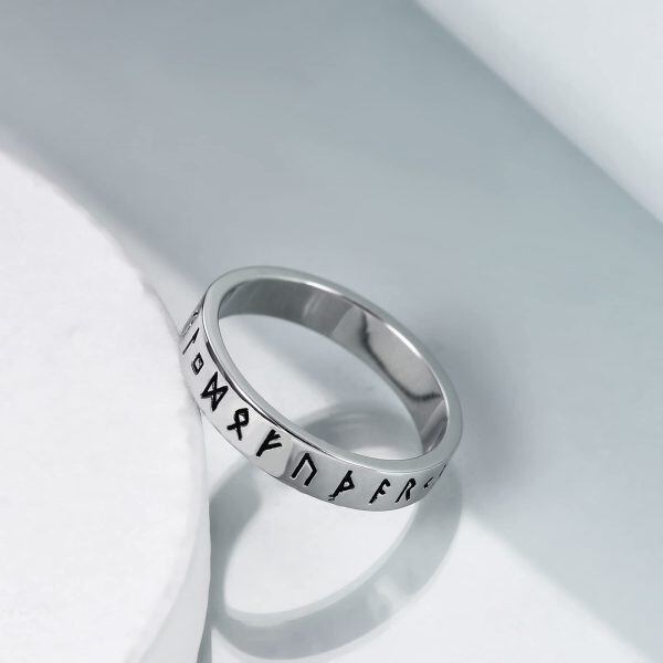 Sterling Sliver Silver Plated Viking Runes Ring -1