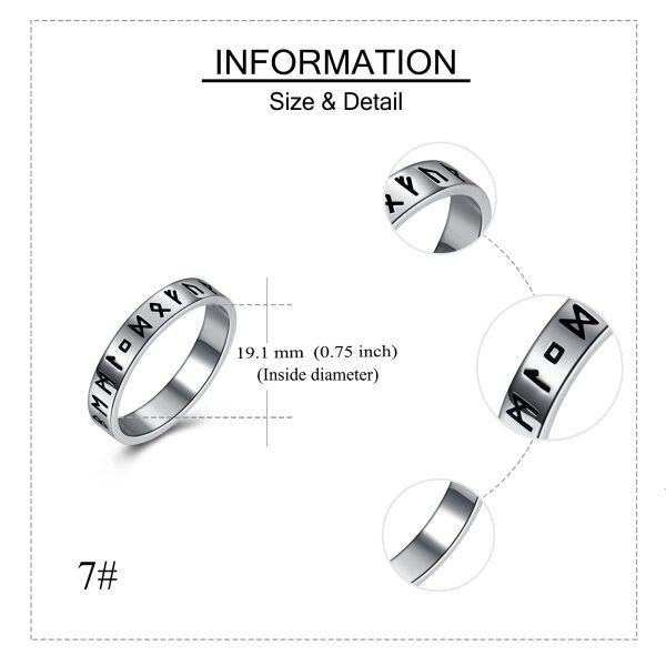 Sterling Sliver Silver Plated Viking Runes Ring -3