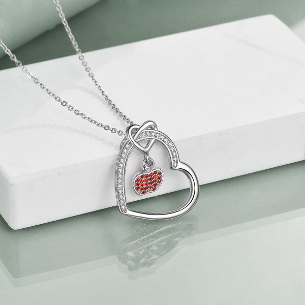 Sterling Silver Zircon Silver Plated Apple Teach Love Inspire Pendent Necklace -4