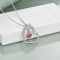 wholesale 925 Sterling Silver Heart with Red Crystal Apple Pendant Necklace - Teacher Gift for Women's Fashion Jewelry-0-4