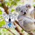 wholesale 925 Sterling Silver Blue Crystal Koala Pendant Necklace - Adorable s for Her-0-3