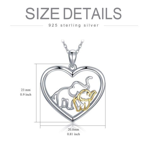 Sterling Silver Two Tone Color Elephant Pendant Necklace-5