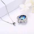 wholesale 925 Sterling Silver Blue Crystal Heart Angel Wings Keepsake Pendant Necklace with Funnel and Fill Tool - Memorial Jewelry for Ashes-0-2