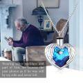 wholesale 925 Sterling Silver Blue Crystal Heart Angel Wings Keepsake Pendant Necklace with Funnel and Fill Tool - Memorial Jewelry for Ashes-0-4