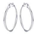 wholesale 925 Sterling Silver & White Gold Plated Twist Rope Hoop Earrings for Women - 2 Tone Double Circle Click Top-0-0