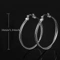 wholesale 925 Sterling Silver & White Gold Plated Twist Rope Hoop Earrings for Women - 2 Tone Double Circle Click Top-0-2