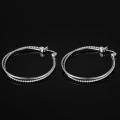 wholesale 925 Sterling Silver & White Gold Plated Twist Rope Hoop Earrings for Women - 2 Tone Double Circle Click Top-0-3