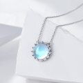 wholesale 925 Sterling Silver Round Rainbow Moonstone Pendant Necklace for Women-0-1