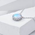 wholesale 925 Sterling Silver Round Rainbow Moonstone Pendant Necklace for Women-0-2